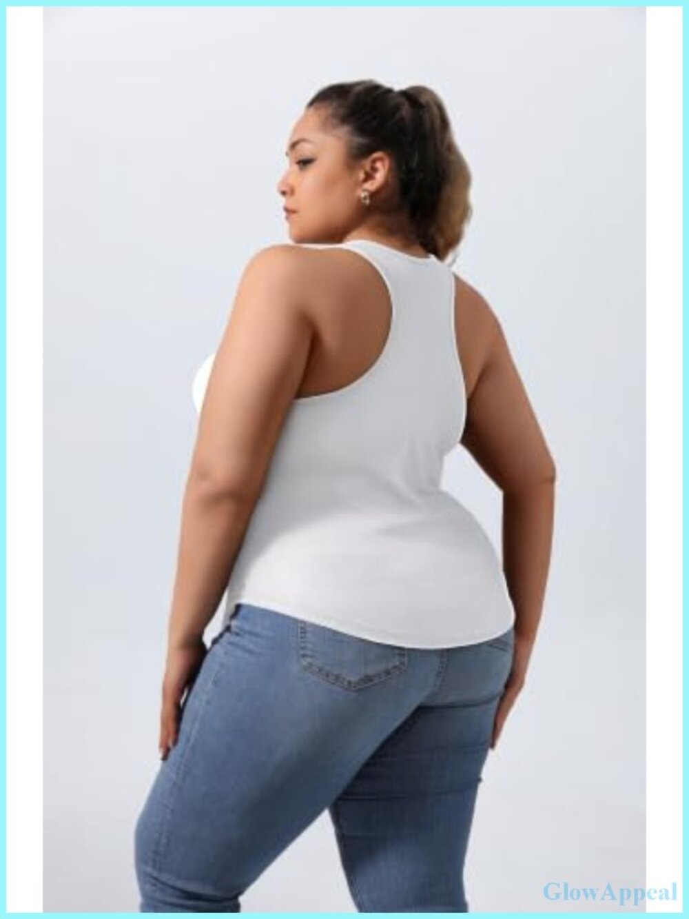 Plus Size Racerback Tank Top with Built-In Bra Wireless Support - Picture 3 of 5